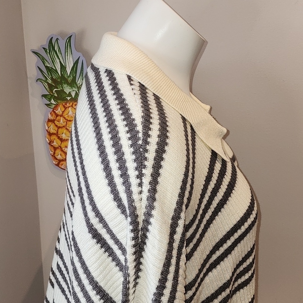 Torrid - Pullover Collared Button Front Sweater in Grey Stripe​​​​​​​​ - Picture 6 of 13